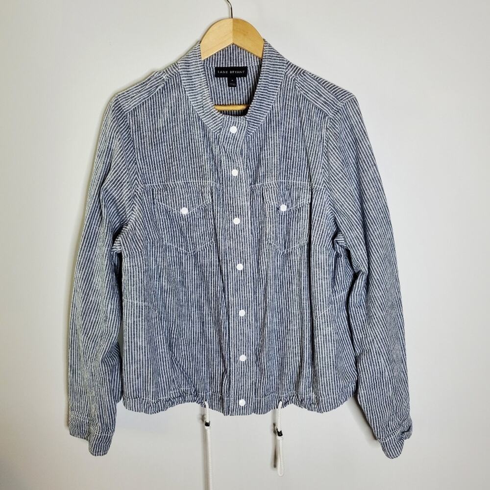Lane Bryant Linen Blend Striped Jacket Size 16  Great Condition